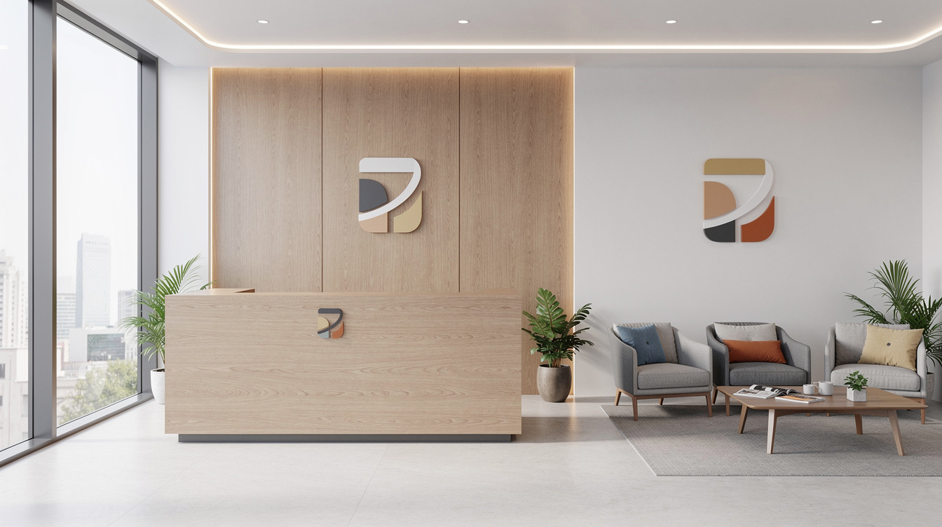 Reception desk of a modern media training office